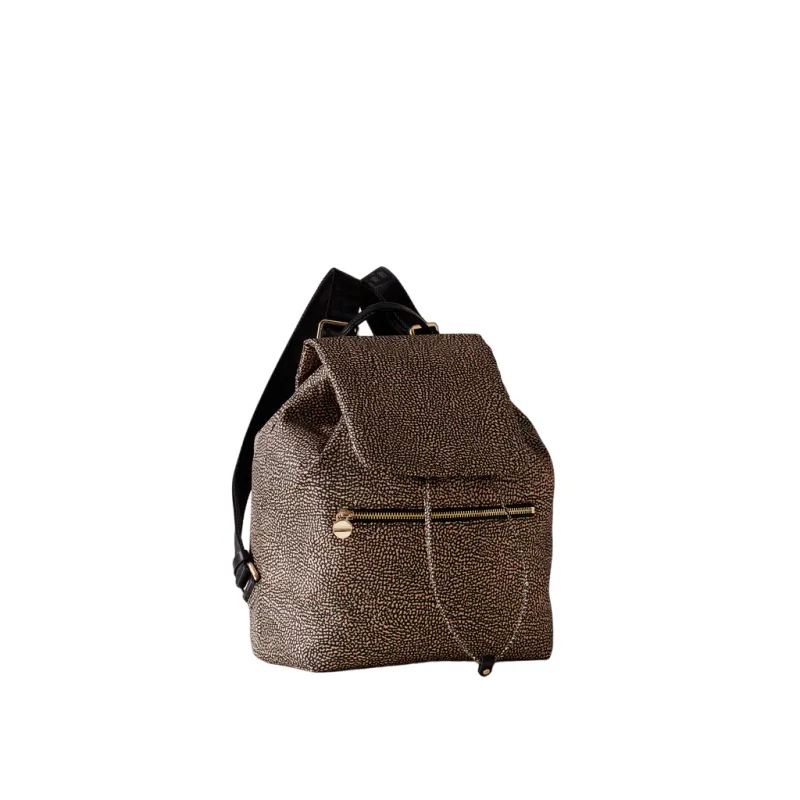 Borbonese women's backpack in recycled fabric with flap... 2