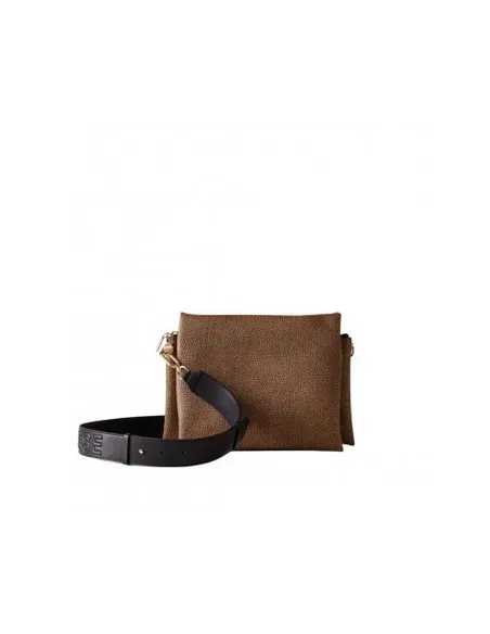 Borsa a tracolla con tre comparti Borbonese, OP Naturale-Nero