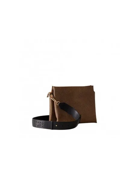 Borsa a tracolla con tre comparti Borbonese, OP Naturale-Nero