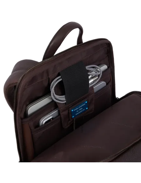 Piquadro Rhino Rucksack aus Leder für Computer und iPad®, blau