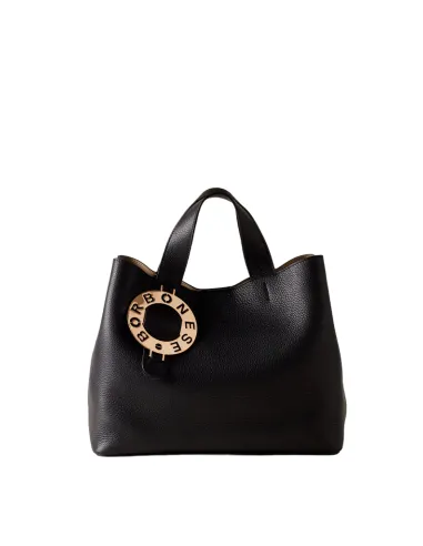 Borsa due manici in pelle Borbonese nera