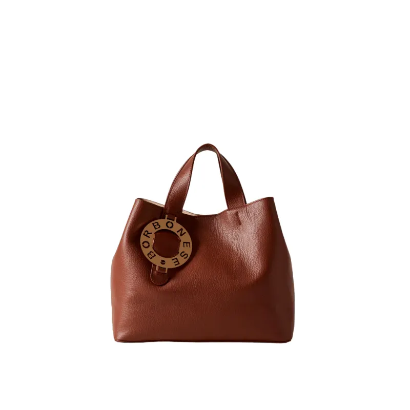 Borsa due manici in pelle Borbonese, cuoio