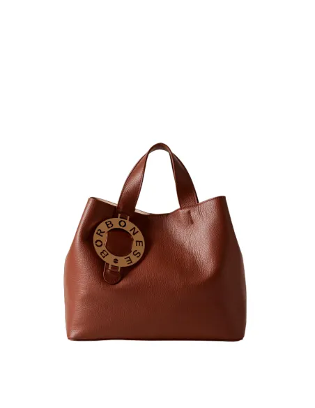 Borsa due manici in pelle Borbonese, cuoio