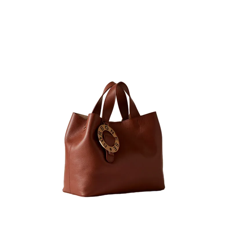 Borbonese 011 leather handbag, brown 2