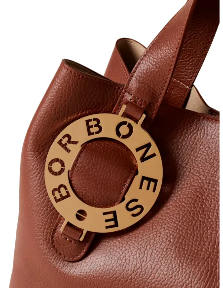 Borsa due manici in pelle Borbonese, cuoio