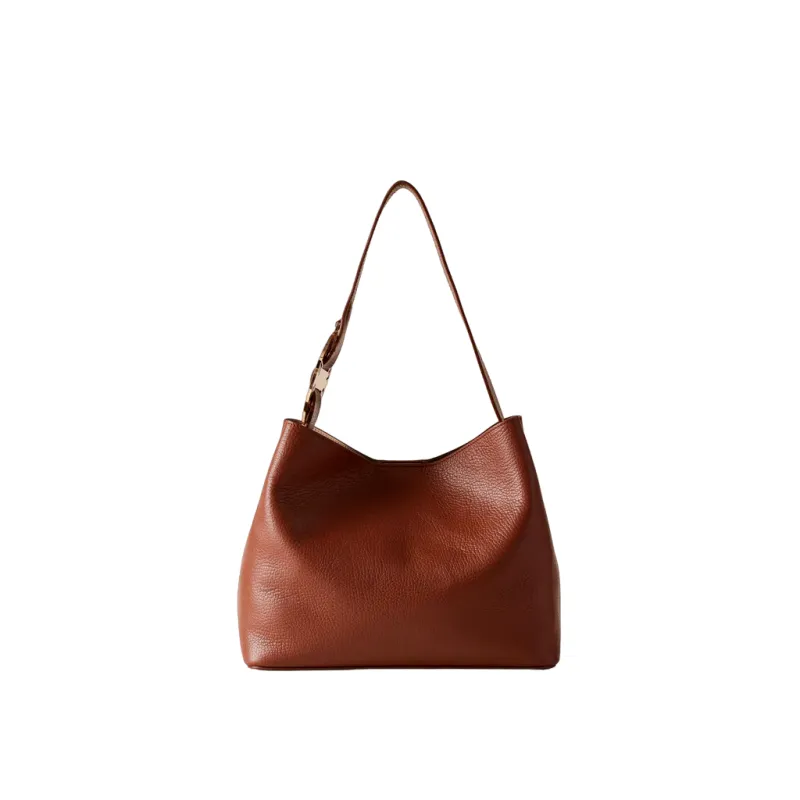 Borsa donna a secchiello in pelle Borbonese, cuoio