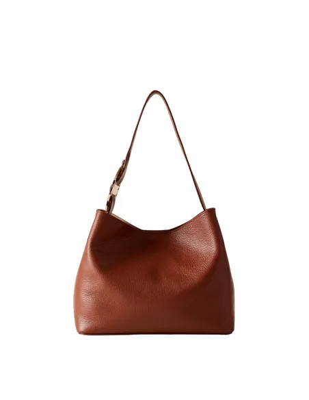 Borbonese women's leather bucket bag, brown