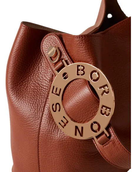 Borsa donna a secchiello in pelle Borbonese, cuoio