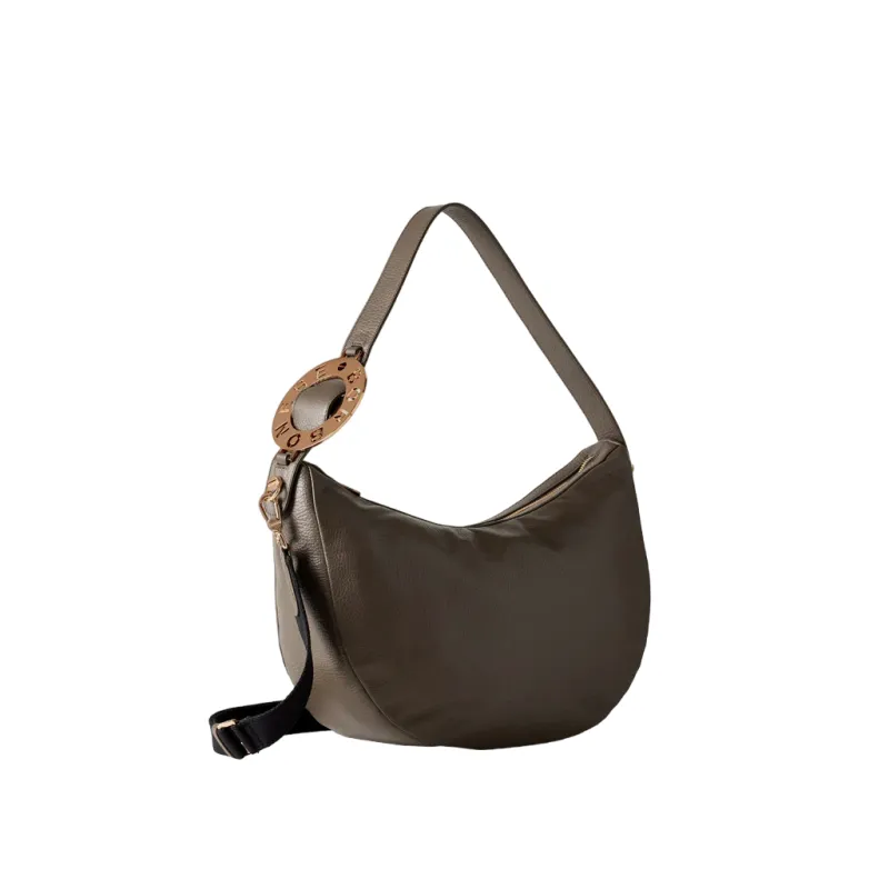 Borbonese Damen-Umhängetasche aus Leder, lehmgrau 2