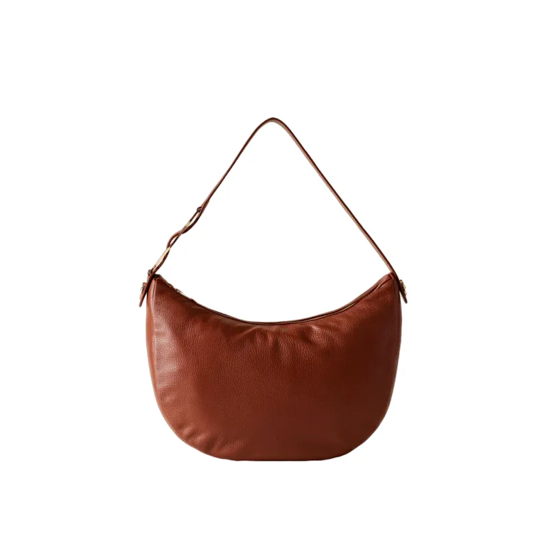 Borbonese leather women's shoulder bag, brown