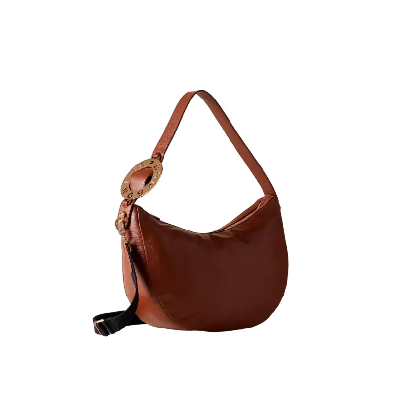 Borsa luna media in pelle Borbonese, cuoio 2