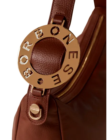 Borbonese Damen-Umhängetasche aus Leder, braun