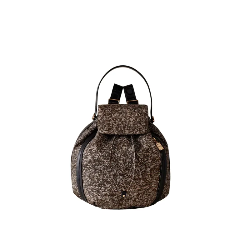 Borbonese women's backpack with top handle, OP Natural