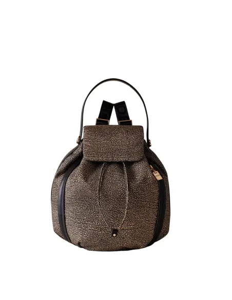 Borbonese women's backpack with top handle, OP Natural