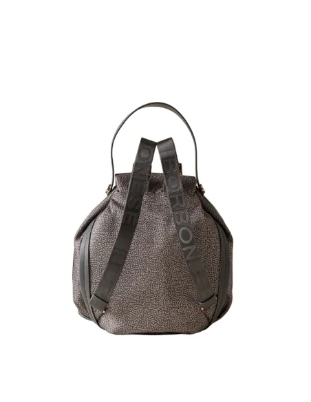 Borbonese women's backpack with top handle, clay grey