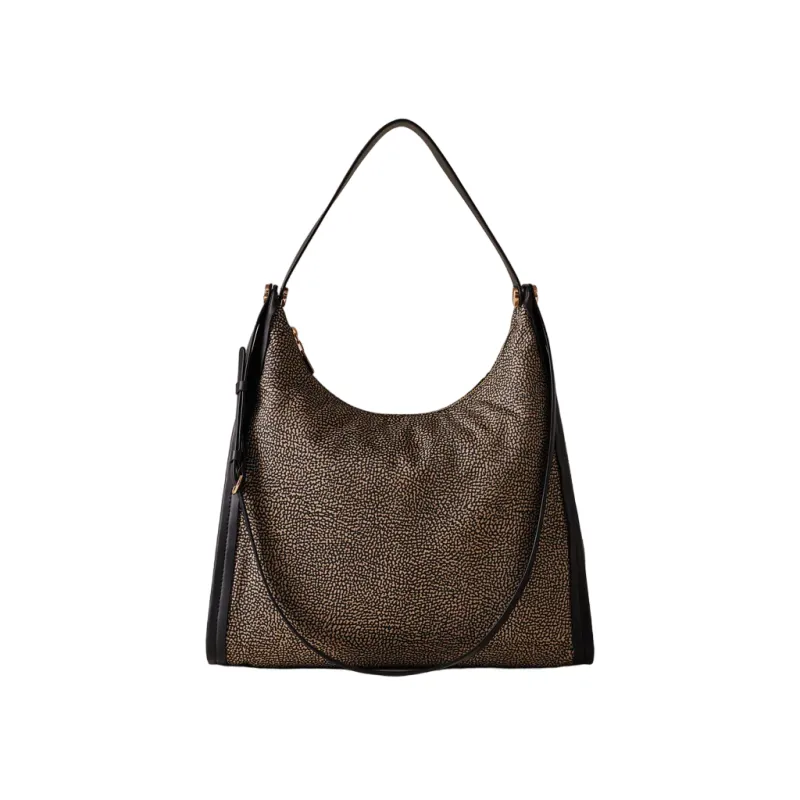 Damen-Schultertasche aus recyceltem Stoff und Leder...