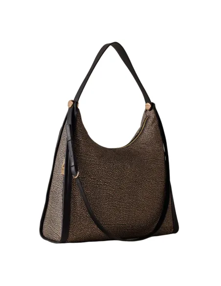 Borbonese recycled fabric and leather women's shoulder bag