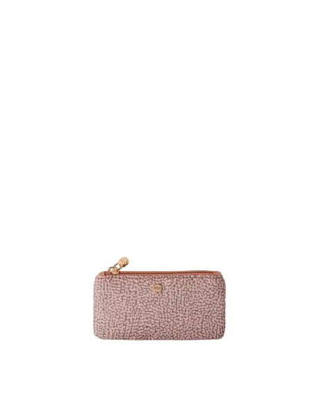 Borbonese key case in recycled fabric and leather, blush