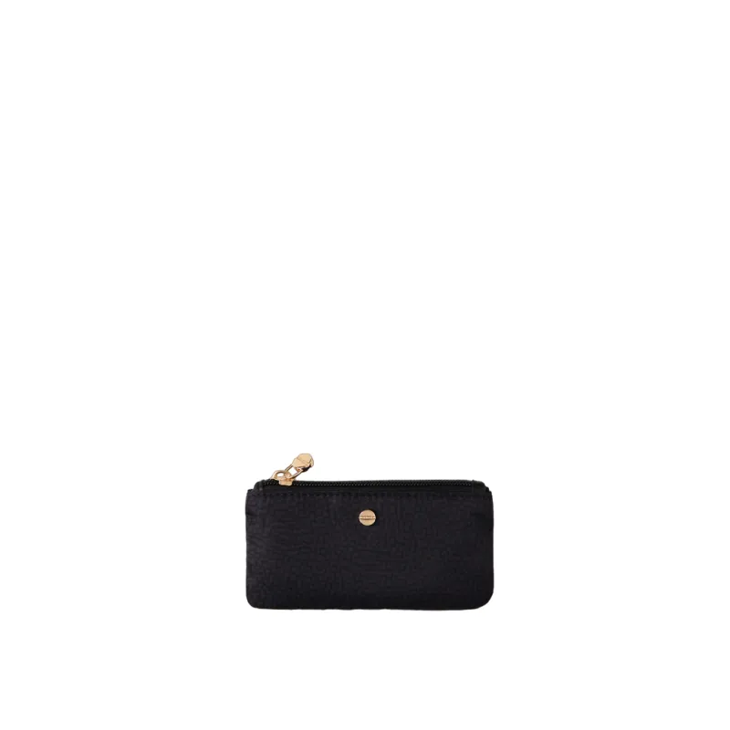 Borbonese key case in recycled fabric and leather, black