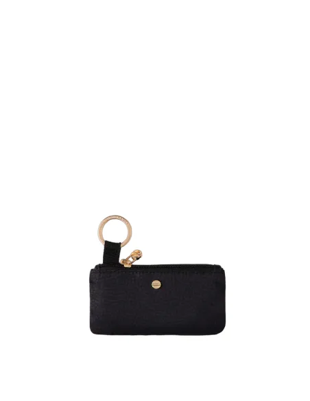 Bustina porta chiavi Borbonese in tessuto riciclato e pelle, nera