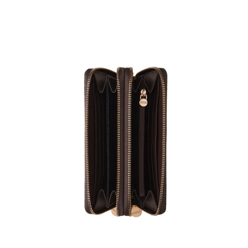 Portafogli donna doppio con zip Borbonese, OP Naturale-nero 2