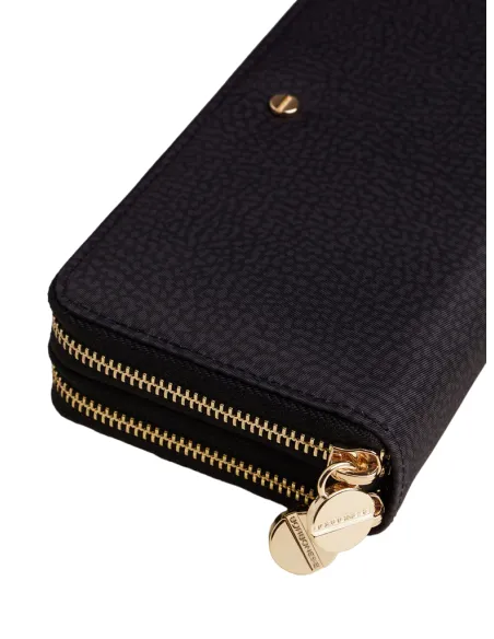 Damenbrieftasche mit zwei Fächern mit Reißverschluss Borbonese, schwarz