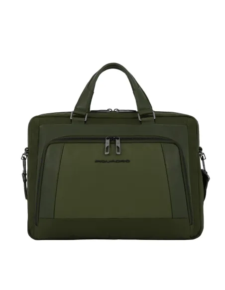 Cartella due manici Piquadro Wallaby con porta pc da 14, verde