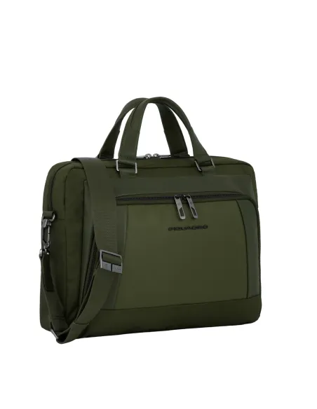 Cartella due manici Piquadro Wallaby con porta pc da 14, verde