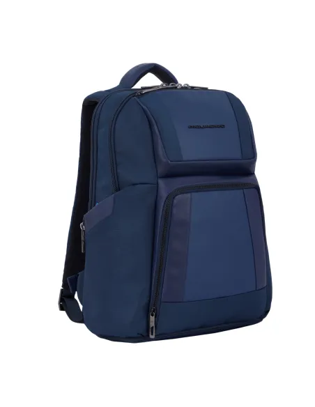 Piquadro Wallaby Rucksack aus recyceltem Stoff für Computer und iPad®Pro 12.9", blau