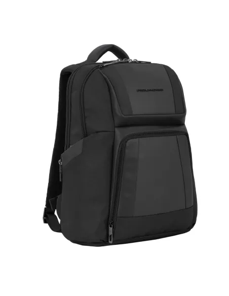 Piquadro Wallaby Rucksack aus recyceltem Stoff für Computer und iPad®Pro 12.9", schwarz