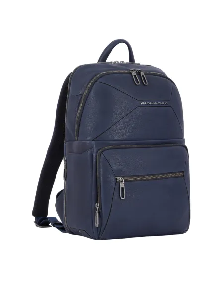 Piquadro Rhino Rucksack aus Leder für Computer und iPad®, blau