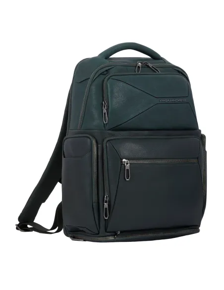 Piquadro Rhino computer and iPad®Pro 12.9" backpack with anti-theft cable, green