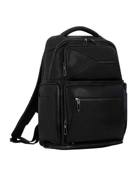 Piquadro Rhino Rucksack für Computer und iPad®Pro 12,9" mit Anti-Diebstahl-Kabel, schwarz