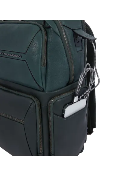 Piquadro Rhino Rucksack für Computer und iPad®Pro 12,9" mit Anti-Diebstahl-Kabel, schwarz