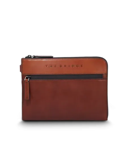 Pochette in pelle The Bridge Damiano, marrone