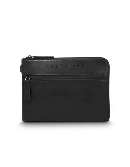 The Bridge Damiano men's leather clutch bag with handle, black