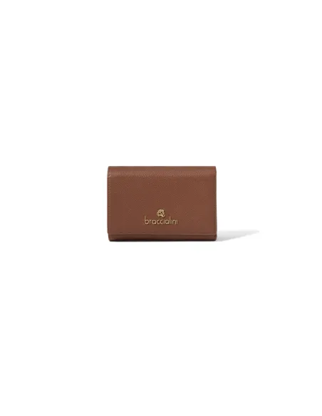 Braccialini Basic women's leather wallet with external coin pocket, brown