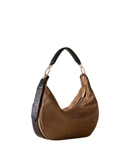 Borbonese medium hobo bag, OP Natural-Black