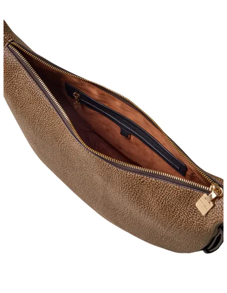 Mittlere Hobo-Tasche Borbonese, OP Natur-Schwarz