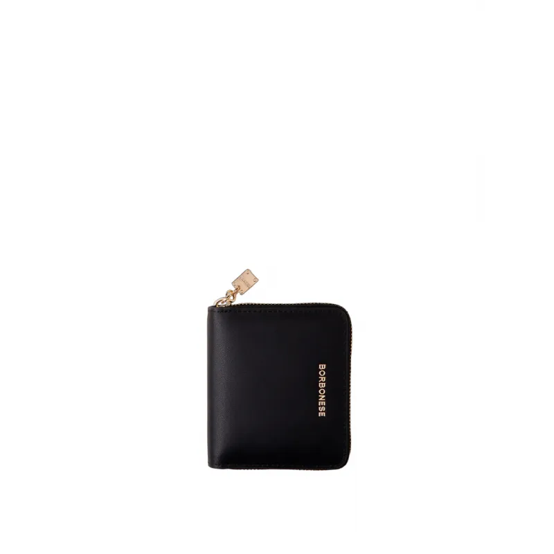 Borbonese small leather women's wallet, black