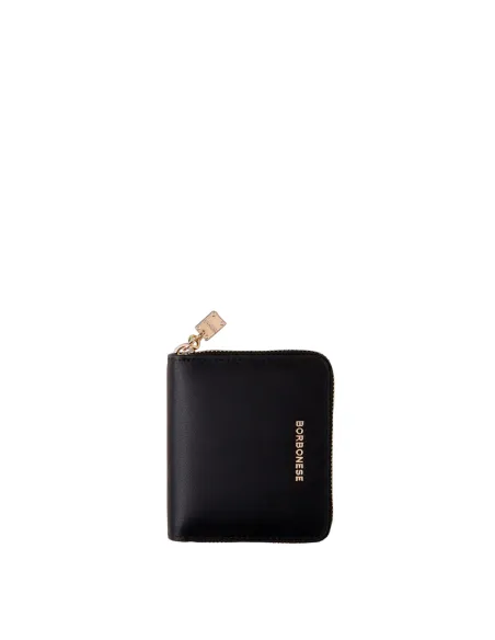 Borbonese small leather women's wallet, black