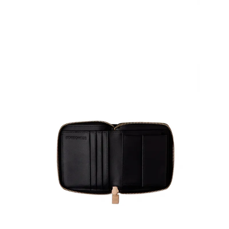 Borbonese small leather women's wallet, black 2