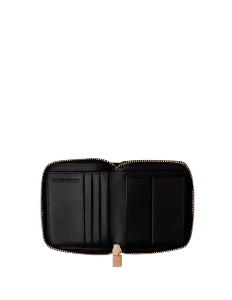 Borbonese small leather women's wallet, black