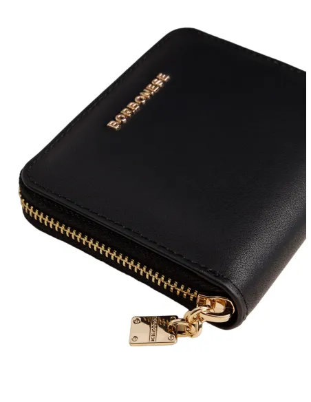 Borbonese small leather women's wallet, black