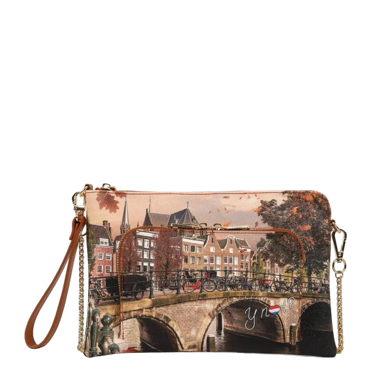 Ynot clutch bag with chain, handle and front pocket,...