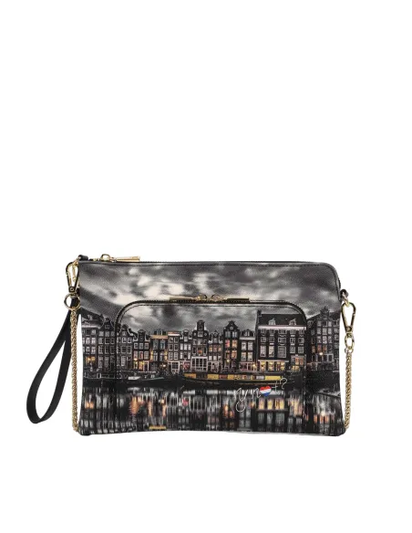 Ynot Clutch Bag mit Kette, Henkel und Fronttasche, mirror