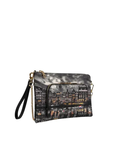 Ynot Clutch Bag mit Kette, Henkel und Fronttasche, mirror