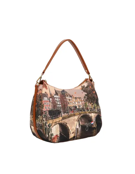 Borsa a spalla Ynot con chiusura con zip, autumn river