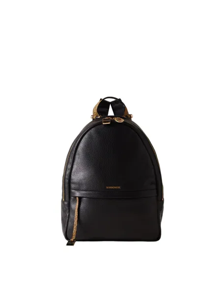 Borbonese Damen-Rucksack aus Leder, schwarz