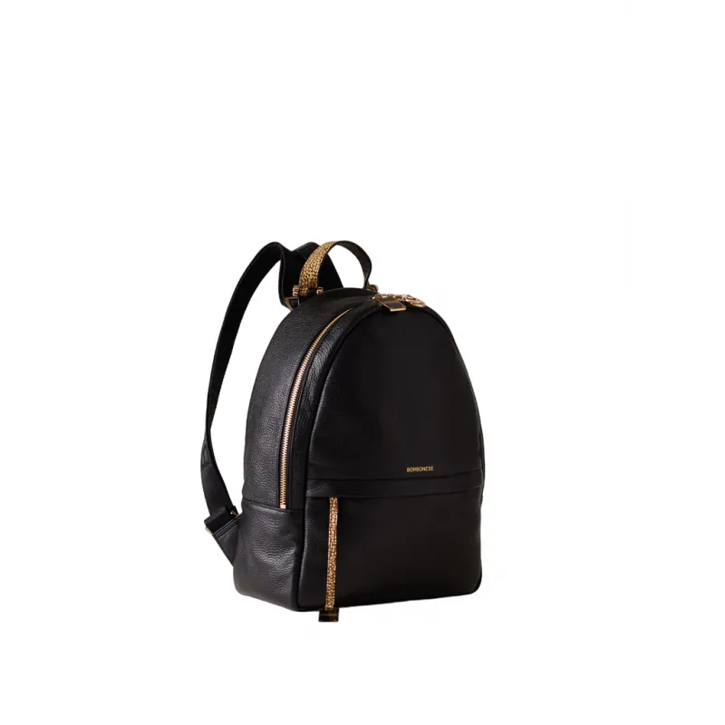 Borbonese women's leather backpack, black 2